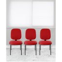 Ver imagem 3 de Cadeira Escritório Coletiva Auditório Hotel Fixa com Lâmina Central Metal Vermelho