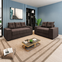 Ver imagem 2 de Conjunto Sofa 3 e 2 Lugares Suede Chamego Ii Flash - Marrom