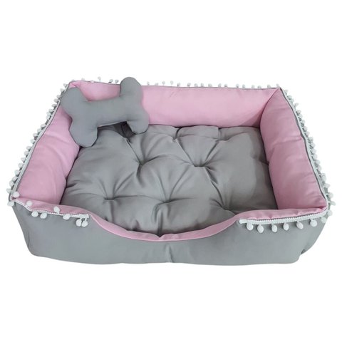 Caminha Rosa G Pet Cinza Claro Cama com Ziper Lavável G