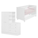 Ver imagem 2 de Quarto para Bebê Completo 2 Peças Guarda-Roupa com Cômoda e Berço Doce Sonho Branco