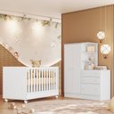 Ver imagem 1 de Quarto para Bebê Completo 2 Peças Guarda-Roupa com Cômoda e Berço Doce Sonho Branco
