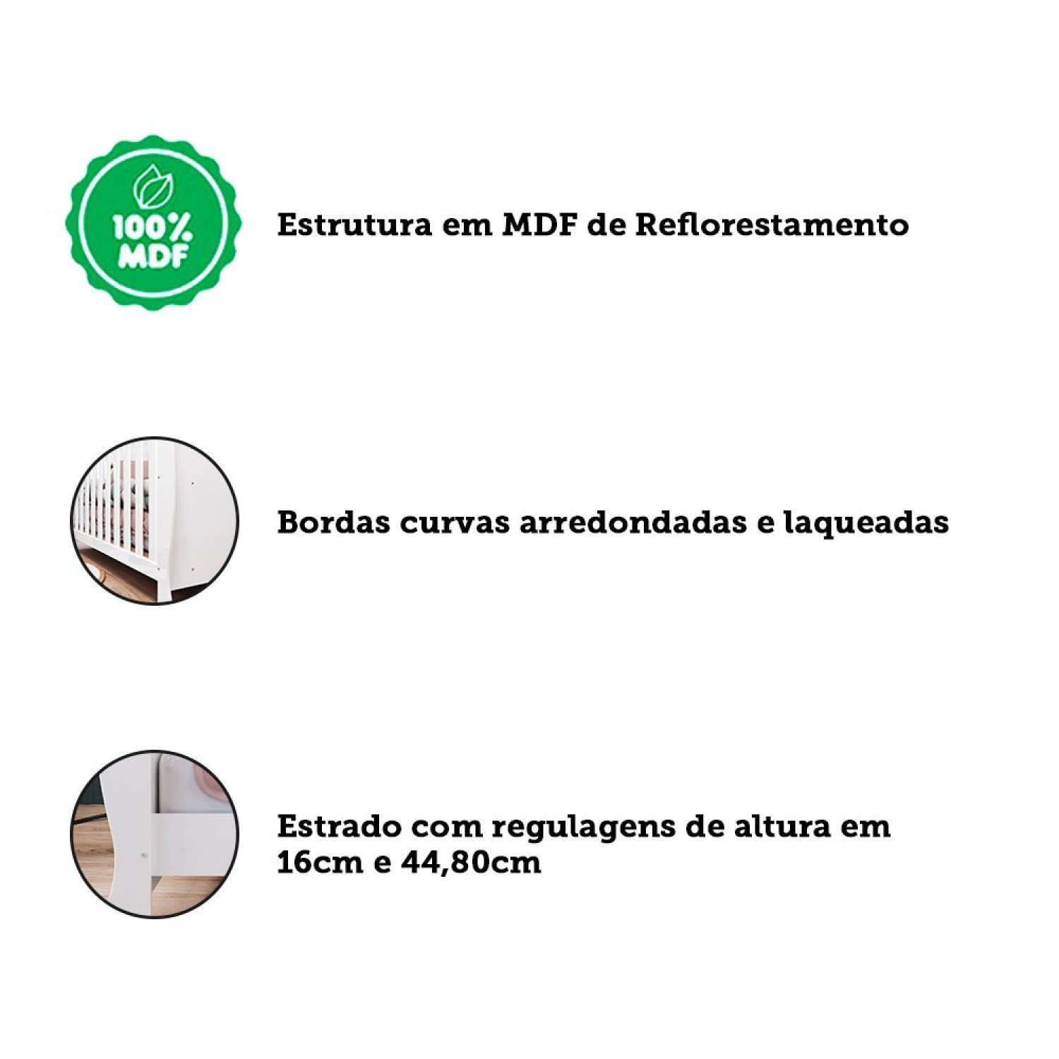 Berço Mini Cama 3 em 1 Americano 100% MDF Cocada - 13