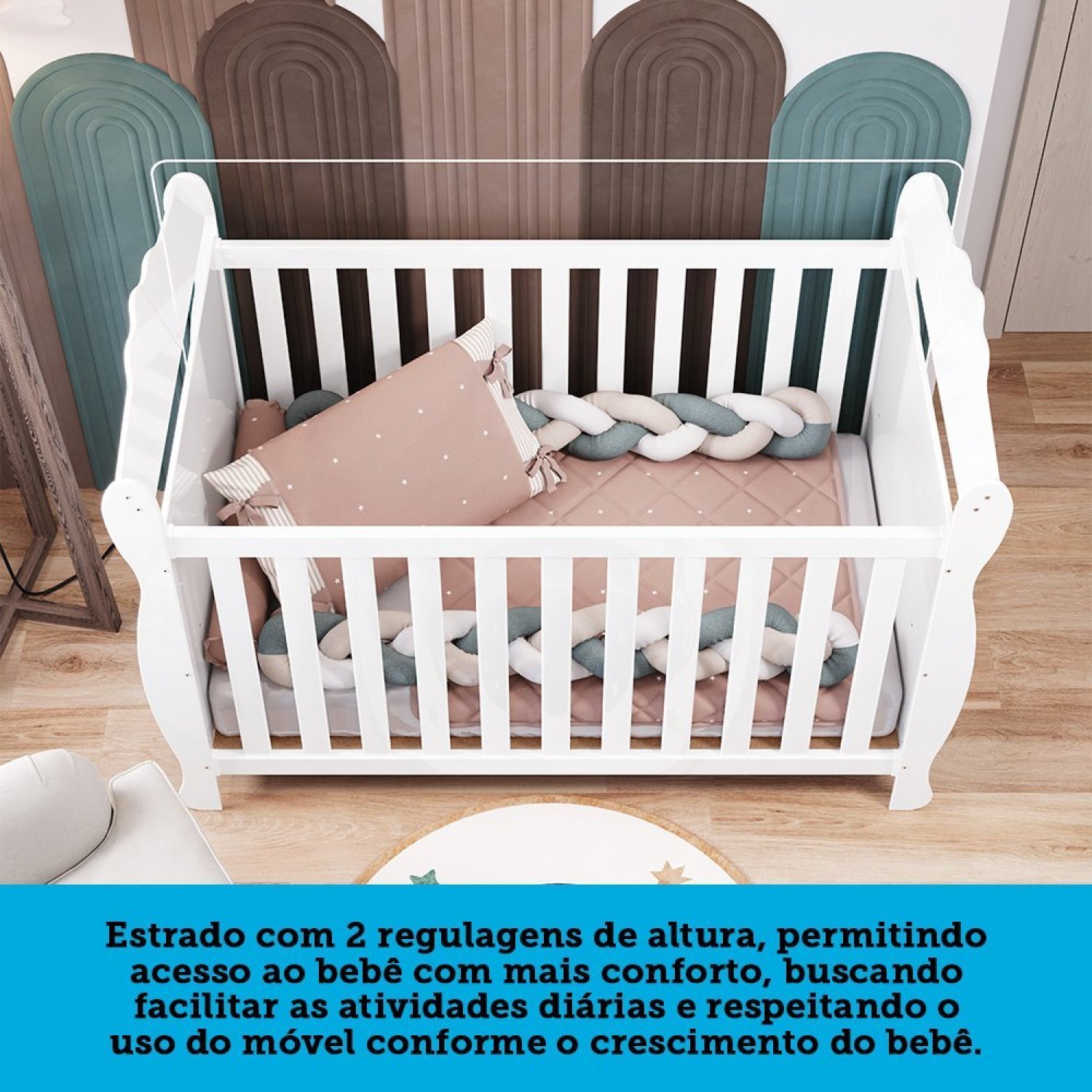 Berço Mini Cama 3 em 1 Americano 100% MDF Cocada - 9