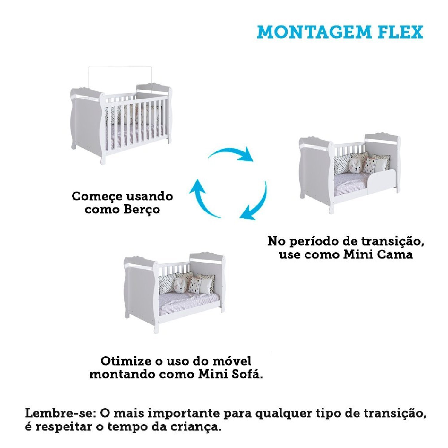 Berço Mini Cama 3 em 1 Americano 100% MDF Cocada - 7