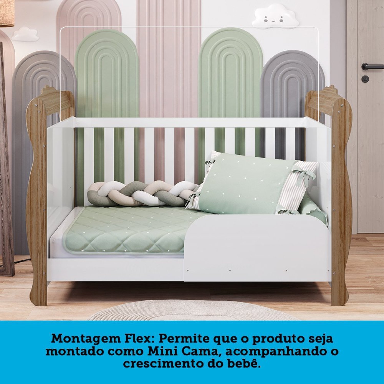 Berço Mini Cama 3 em 1 Americano 100% MDF Cocada - 8