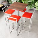 Ver imagem 1 de Conjunto Mesa Alta Bar Bistrô Quadrada Imbuia 4 Banquetas Confort Estofado Don Castro