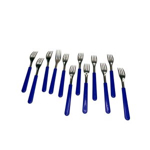 Kit com 12 Garfos de Mesa Premium Azul San Marino em Aço Inox