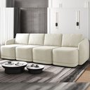Ver imagem 1 de Sofá Cama Modulado Retrátil e Reclinável Decorativo Varsóvia 316cm Veludo Bege G33 - Gran Belo