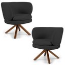 Ver imagem 1 de Kit 2 Poltronas Decorativas Melissa Base Giromad Giratória Linho D-465 Chumbo - Domi