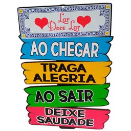 Placa Casa e Decoração de Parede Madeira - Lar Doce Lar - 1