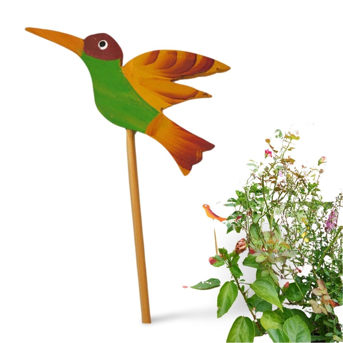 Kit 15 Enfeite Decoração Jardim Vaso Passarinhos Pássaros Vareta Espeto em Madeira Decorativo Casa D
