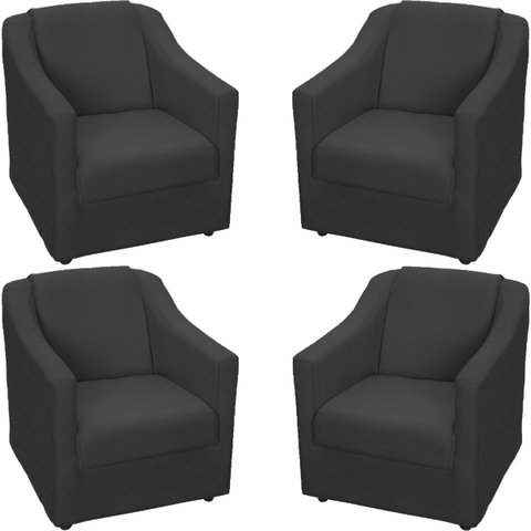 Kit 4 Poltronas Decorativas para Sala de Espera Recepção Escritório Consultório Suede
