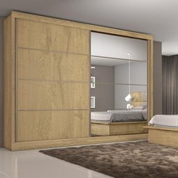 Guarda Roupa Sevilha 1 Porta com Espelho Mdf - Mademarcs - 3