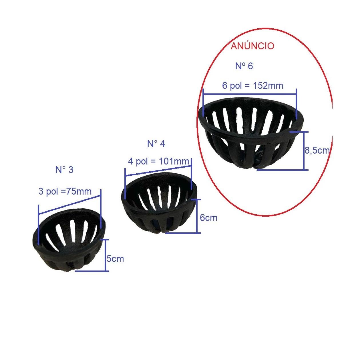 Ralo Semi Esférico Tipo Abacaxi 150 Mm Diâmetro 6 Polegadas - 3