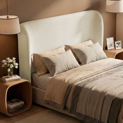 Cabeceira para Cama Box Casal Padrão Liah 140cm Bouclê Bege - Desk Design