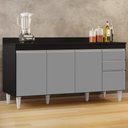 Ver imagem 2 de Balcão Gabinete para Pia com Tampo 160cm Arkansas Preto/Cinza - Lumil Lumil Móveis