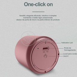 Mini Caixa Som Potente Little Fun Tws Macaron V5 Rosa - 5