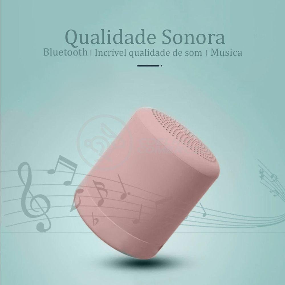 Mini Caixa Som Potente Little Fun Tws Macaron V5 Rosa - 6