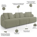Ver imagem 4 de Sofá 3 Lugares para Sala de Estar Living 228cm Arlo F04 Bouclê Oliva - Lyam Decor