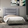 Cabeceira Cama Solteiro Completa Conjunto Placa Modulada Adesiva Mdf Hdf Estofada Quarto Cinza Bege - 1