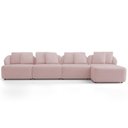 Ver imagem 3 de Sofá 5 Lugares com Chaise Direito Sala Living 388cm Arlo F04 Veludo Rosê - Lyam Decor
