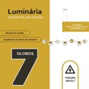 Ver imagem 4 de Pendente Lustre de Teto Jabuticaba Alumínio Dourado com 7 Globos Vidros Fosco Decoração Casa