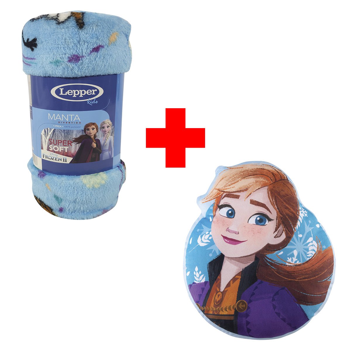 Kit Infantil Almofada + Manta Sofá Personagens Menino Menina - Frozen Anna - 1