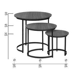 Conjunto Três Mesas Laterais Decorativas Redondas - Cm Decor - 3 Conjunto Três Mesas Laterais Decorativas Redondas - Cm Decor - 3