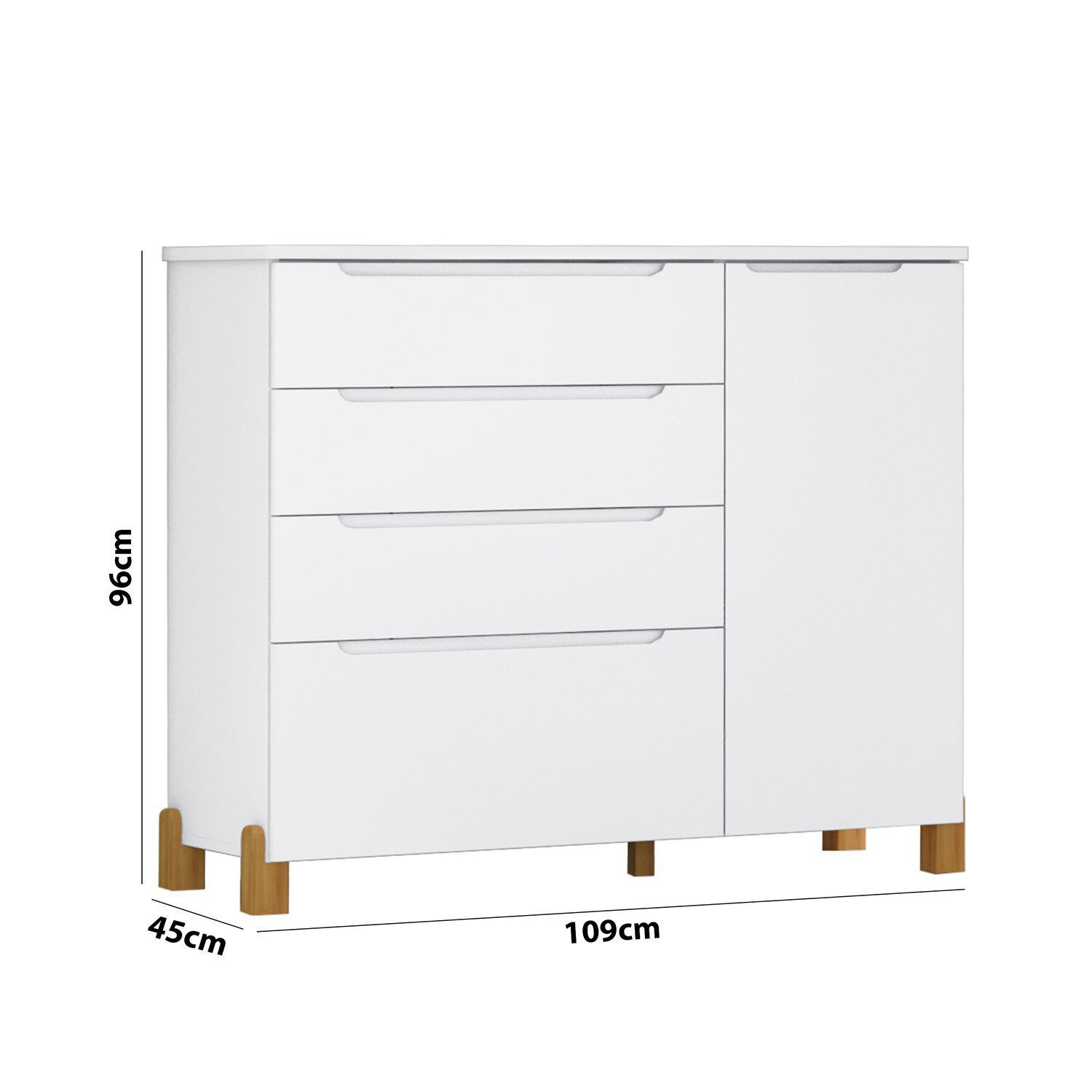 Cômoda Infantil Melody Decor 4 Gavetas 1 Porta Móveis Estrela - 3