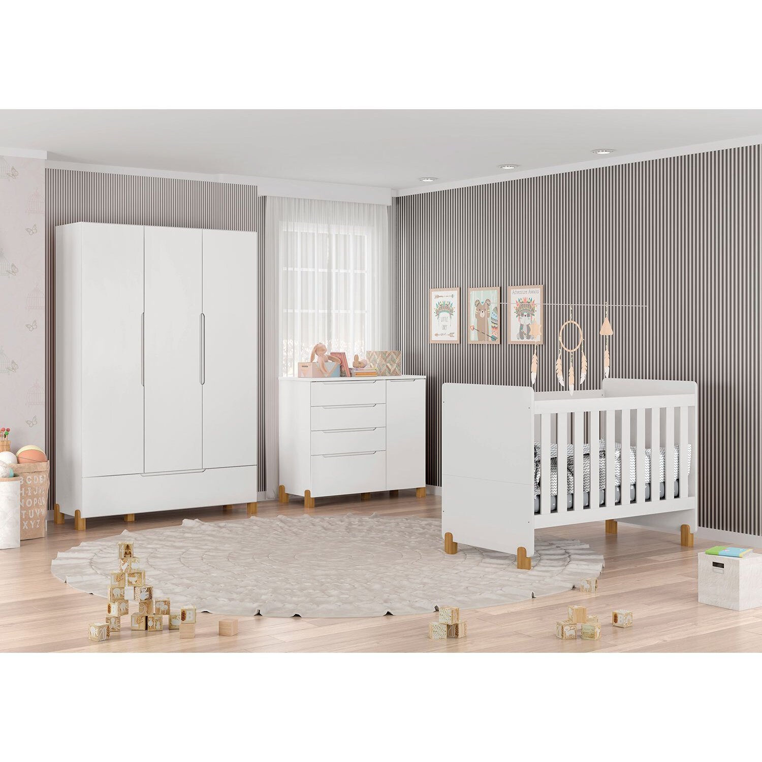 Cômoda Infantil Melody Decor 4 Gavetas 1 Porta Móveis Estrela - 7