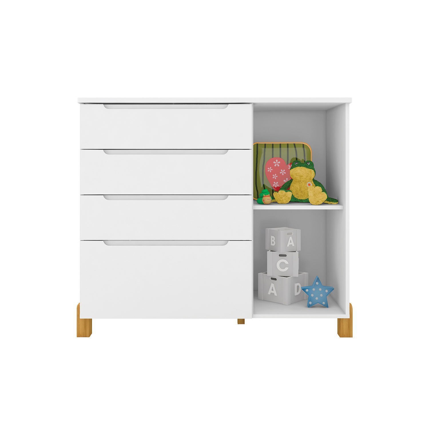Cômoda Infantil Melody Decor 4 Gavetas 1 Porta Móveis Estrela - 4