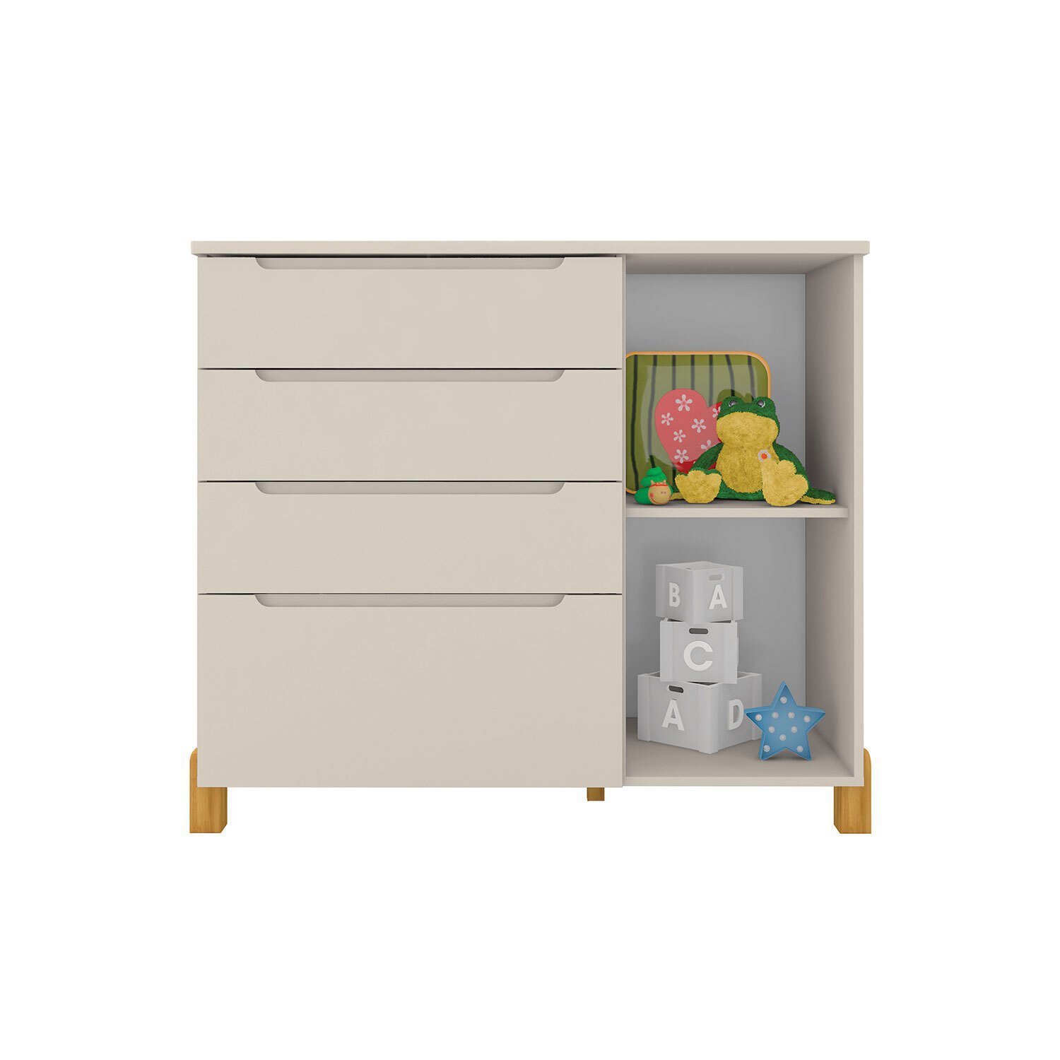 Cômoda Infantil Melody Decor 4 Gavetas 1 Porta Móveis Estrela - 5