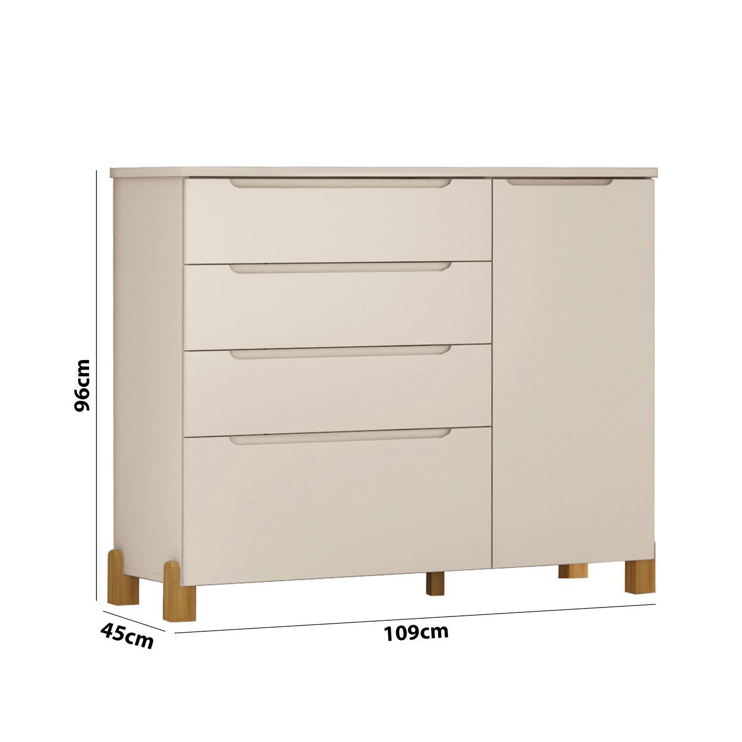 Cômoda Infantil Melody Decor 4 Gavetas 1 Porta Móveis Estrela - 3