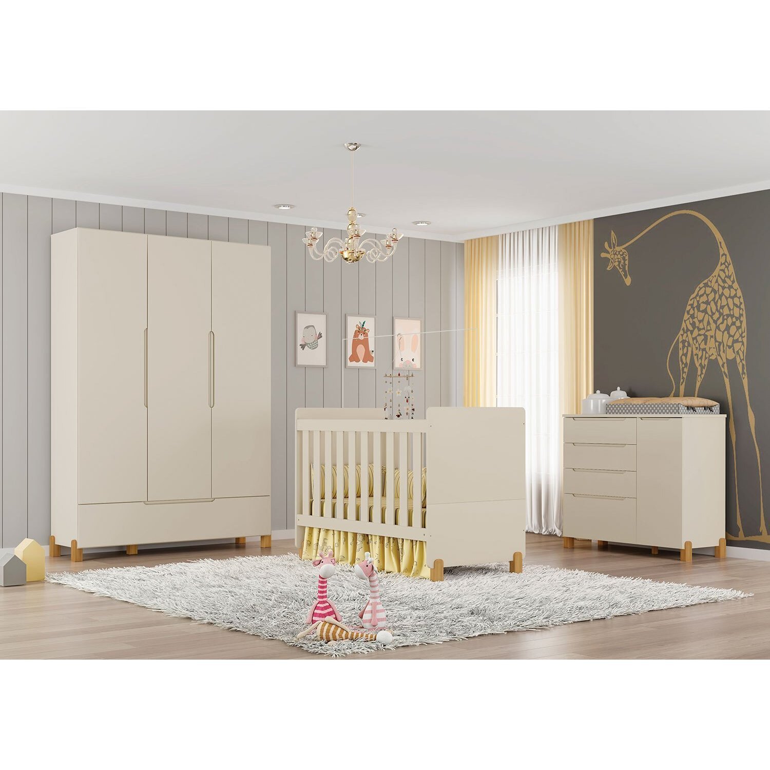 Cômoda Infantil Melody Decor 4 Gavetas 1 Porta Móveis Estrela - 7