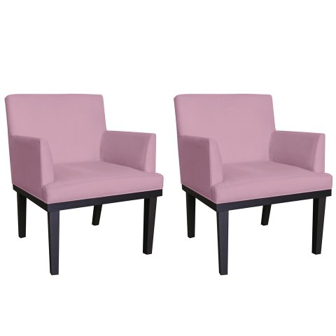 Kit 2 Poltronas Decorativa Vitória Suede Rosê Pés Madeira Ms Decor