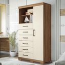 Ver imagem 4 de Multi Cômoda Marbella 1 Porta 6 Gavetas Pés Jatobá-areia