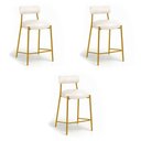 Ver imagem 2 de Banqueta Cozinha Alta com Encosto Kit 3 Industrial Dourado Londres PU Facto D03 - D'Rossi