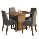 Ver imagem 2 de Conjunto Sala de Jantar Tampo de Madeira 4 Cadeiras Rustic/Silver Acácia Madesa
