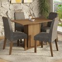 Ver imagem 1 de Conjunto Sala de Jantar Tampo de Madeira 4 Cadeiras Rustic/Silver Acácia Madesa