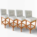 Ver imagem 1 de Kit 04 Banquetas Alta com Encosto Anatomico Tokio Linho Cinza Claro - G2home