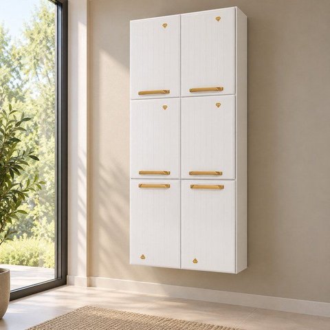 Paneleiro Duplo de Aço 6 Portas Diamante Branco