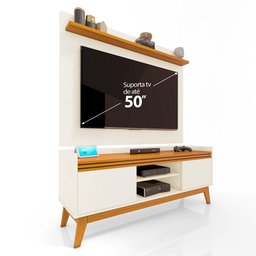 Conjunto Sala de Estar Buffet e Rack com Painel Ripado 136cm - 3