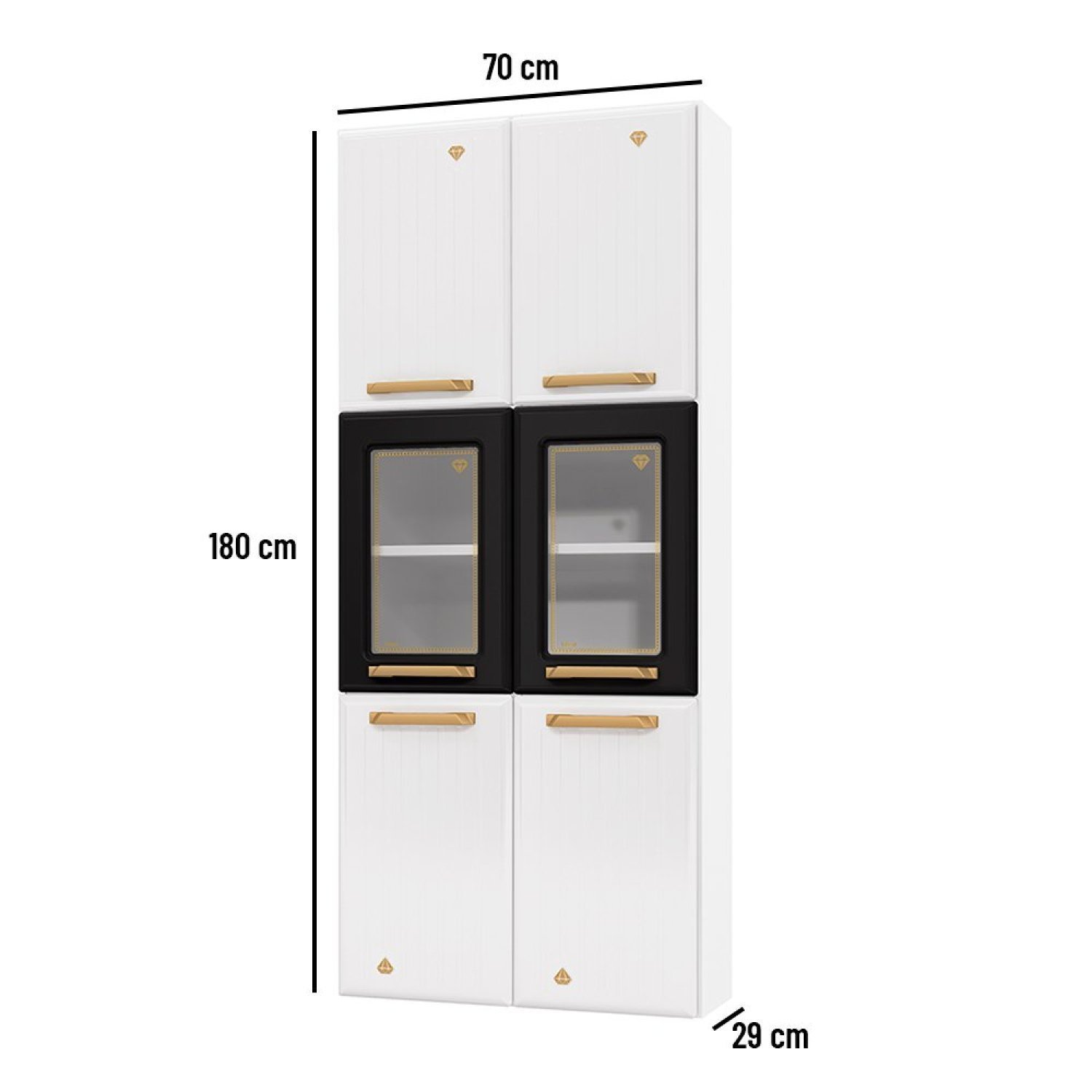 Paneleiro Duplo de Aço com Vidro 6 Portas Diamante  - 4