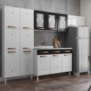 Ver imagem 1 de Cozinha Aço Completa Modulada 14 Portas 3 Gavetas Mirage New Telasul Branco/Preto