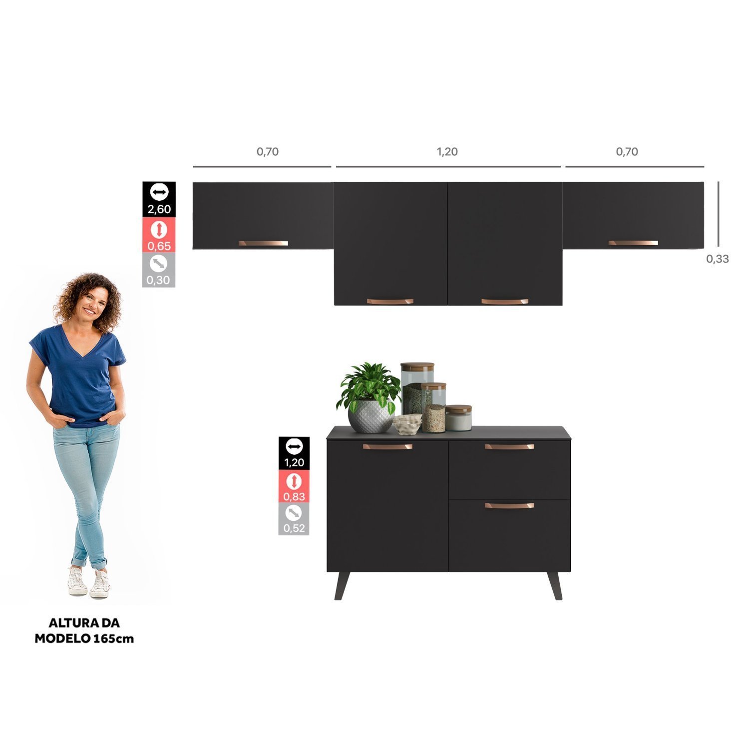 Cozinha Compacta 4 Peças 6 Portas 1 Gaveta Emília Thela - 3