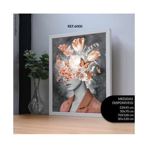Quadro Decorativo Mulheres Flores e Borboleta