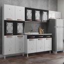 Ver imagem 1 de Cozinha Completa Modulada com Balcão para Pia 14 Portas 3 Gavetas Mirage New Branco/Preto