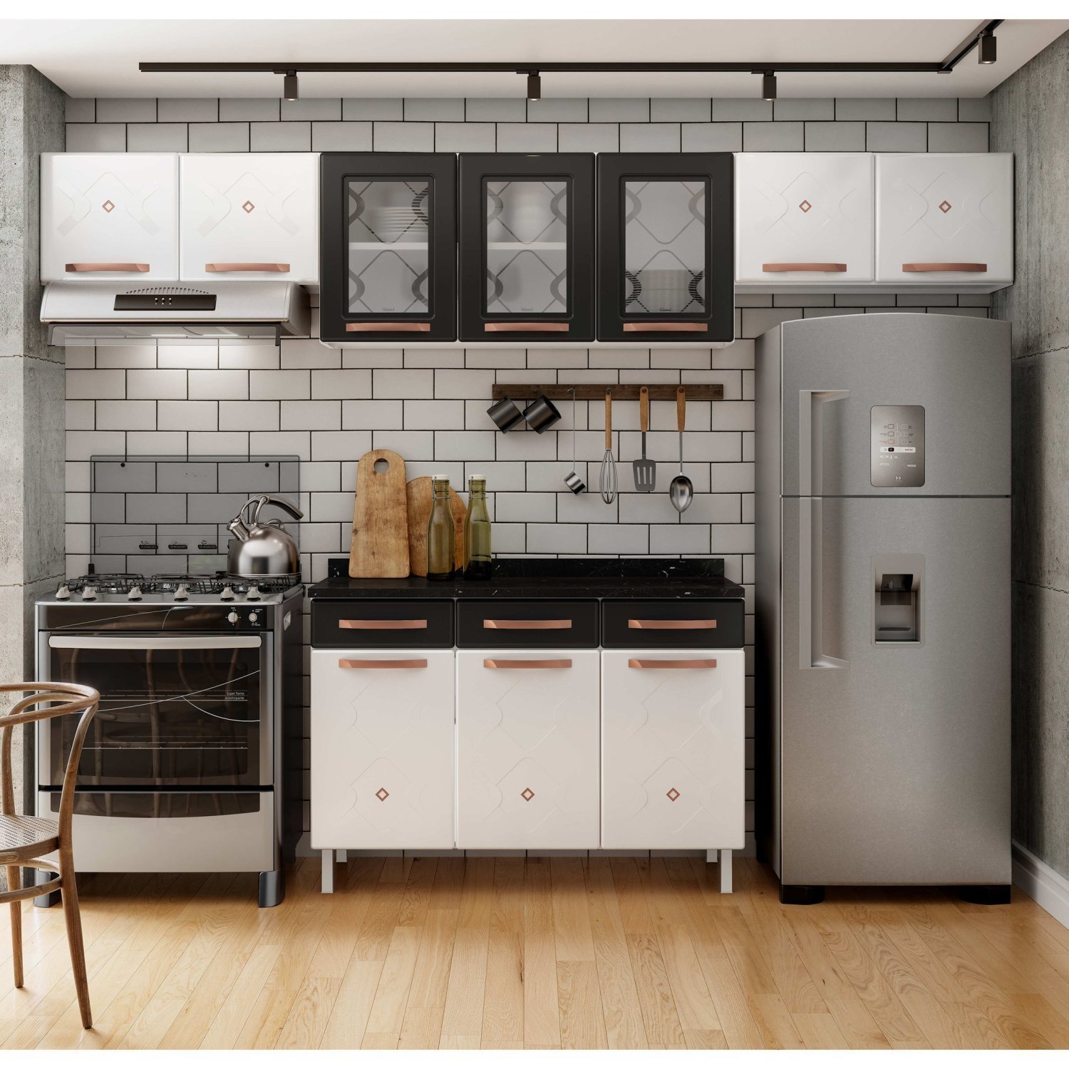 Cozinha de Aço Compacta 4 Peças 3 Vidros Mirage New Telasul ...