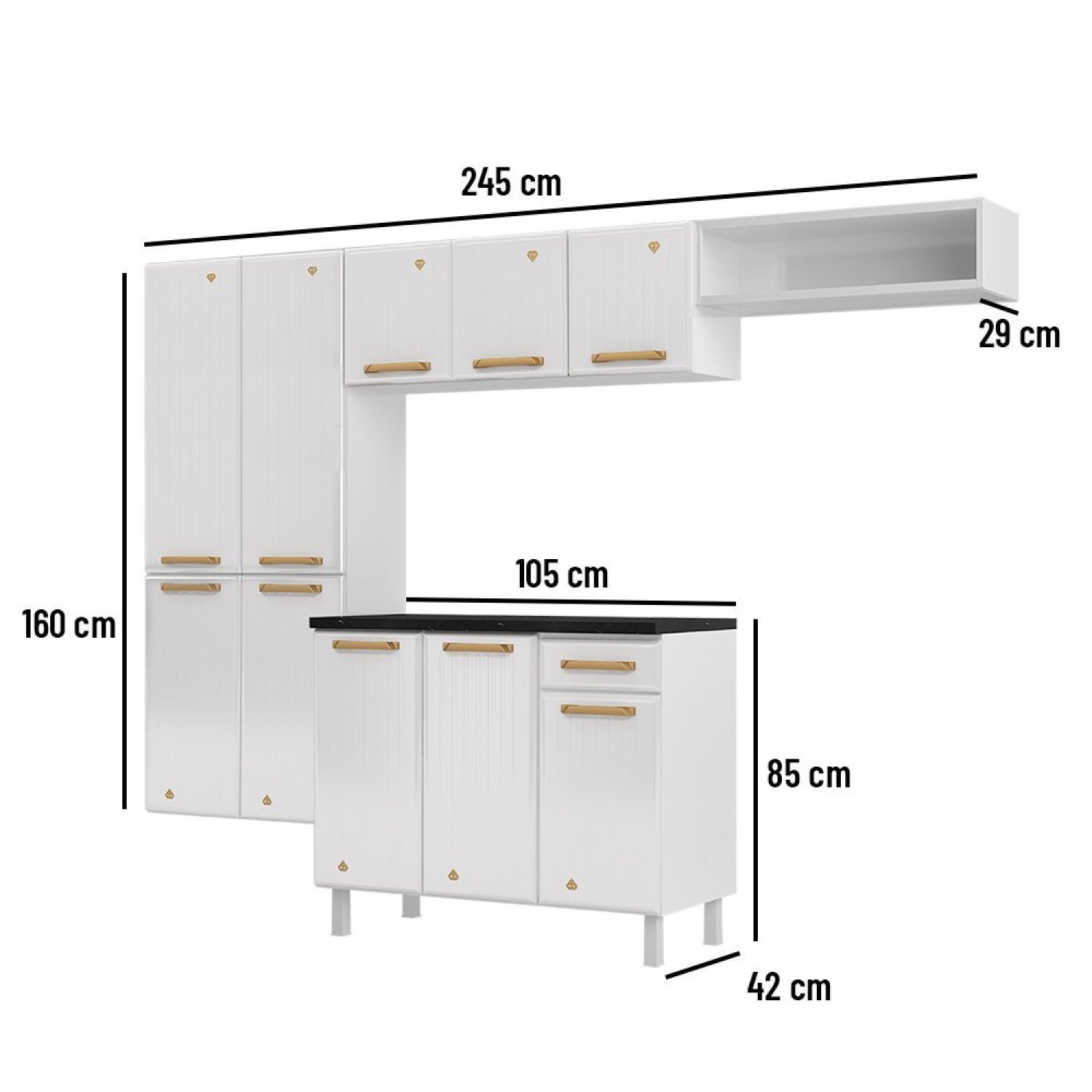 Cozinha de Aço Compacta 4 Peças 10 Portas 1 Gaveta Diamante Smart  - 3