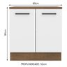 Balcão Armário de Cozinha 80 cm 2 Portas Rustic/Branco Agata Madesa - 3